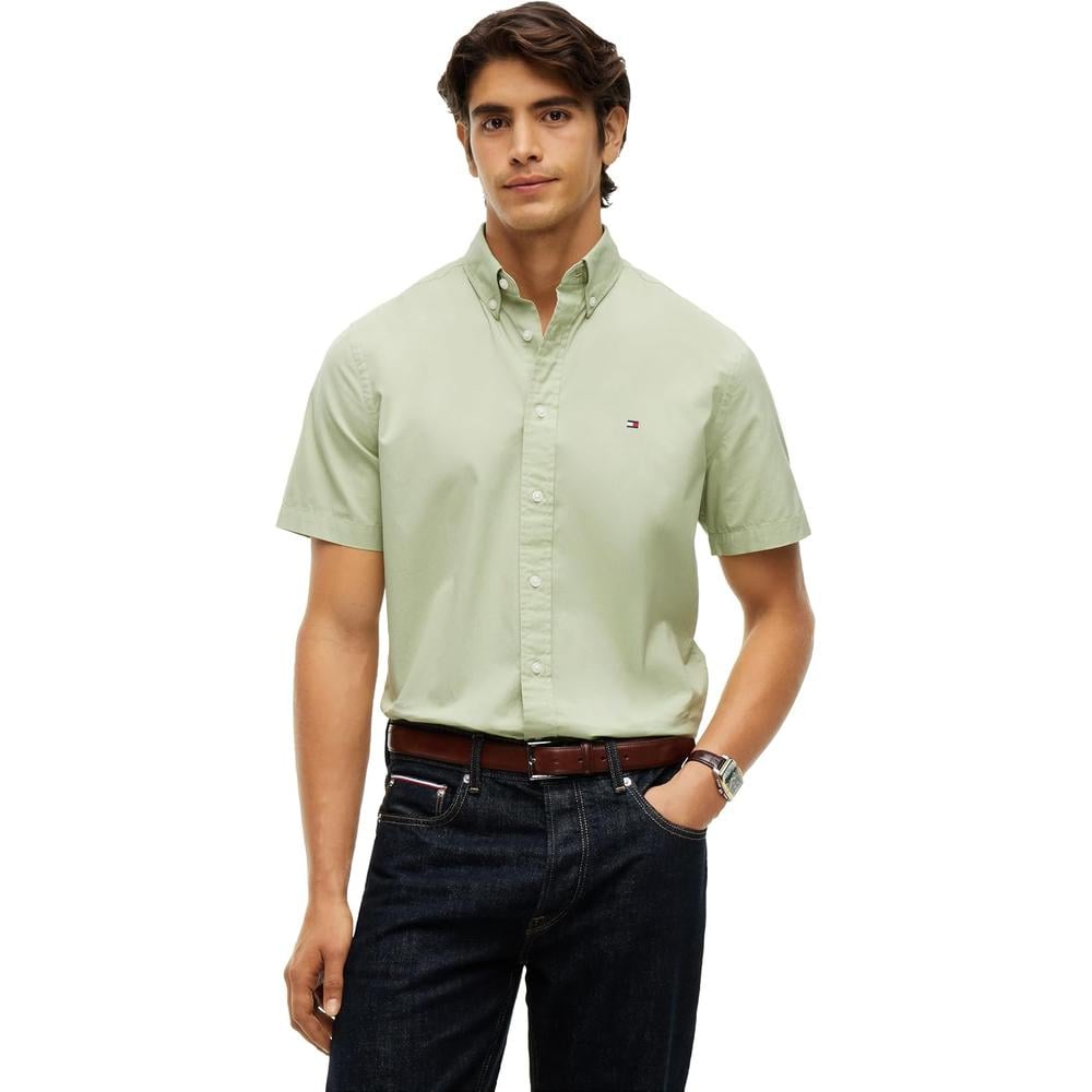 CAMISA PARA HOMBRE TOMMY HILFIGER REGULAR FIT MANGA CORTA VERDE SALVIA - 1