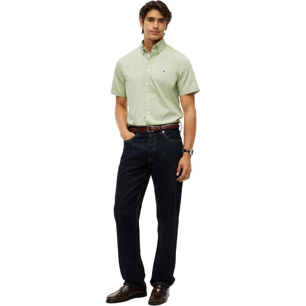 CAMISA PARA HOMBRE TOMMY HILFIGER REGULAR FIT MANGA CORTA VERDE SALVIA - 3