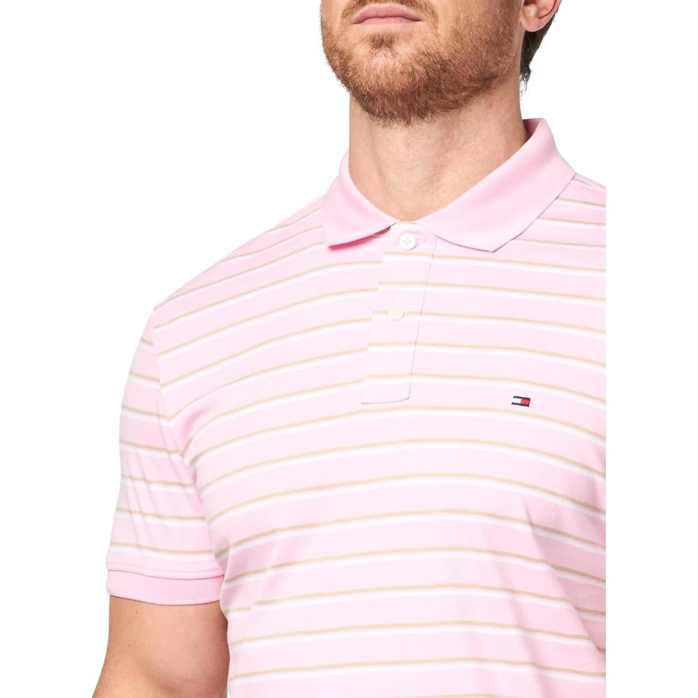 POLO PARA HOMBRE TOMMY HILFIGER REGULAR FIT MANGA CORTA ROSA A RAYAS - 3