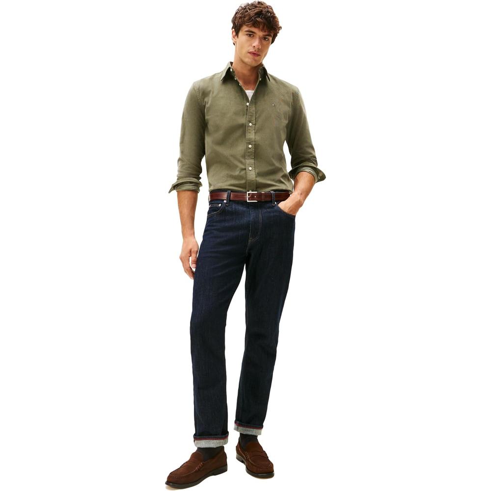 CAMISA PARA HOMBRE TOMMY HILFIGER REGULAR FIT MANGA LARGA VERDE OLIVA - 3