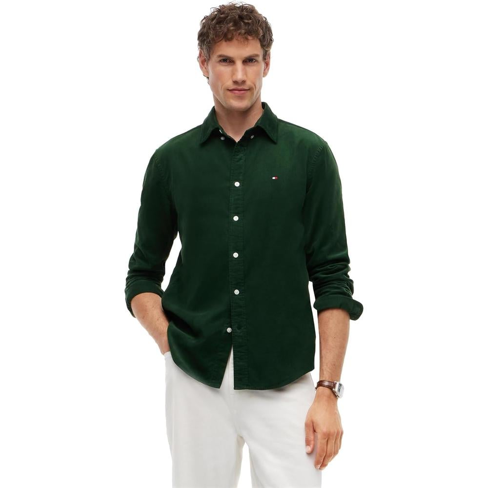 CAMISA PARA HOMBRE TOMMY HILFIGER REGULAR FIT MANGA LARGA VERDE CAMPO - 1