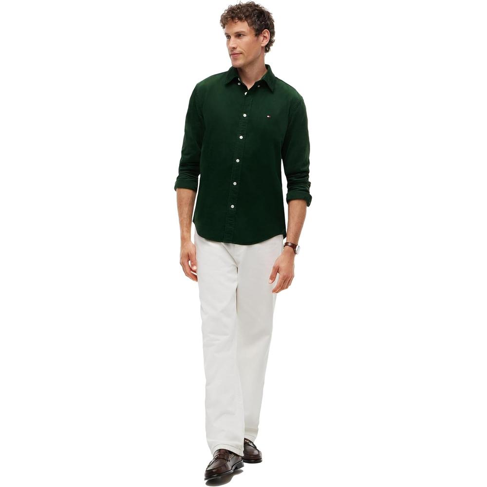 CAMISA PARA HOMBRE TOMMY HILFIGER REGULAR FIT MANGA LARGA VERDE CAMPO - 3