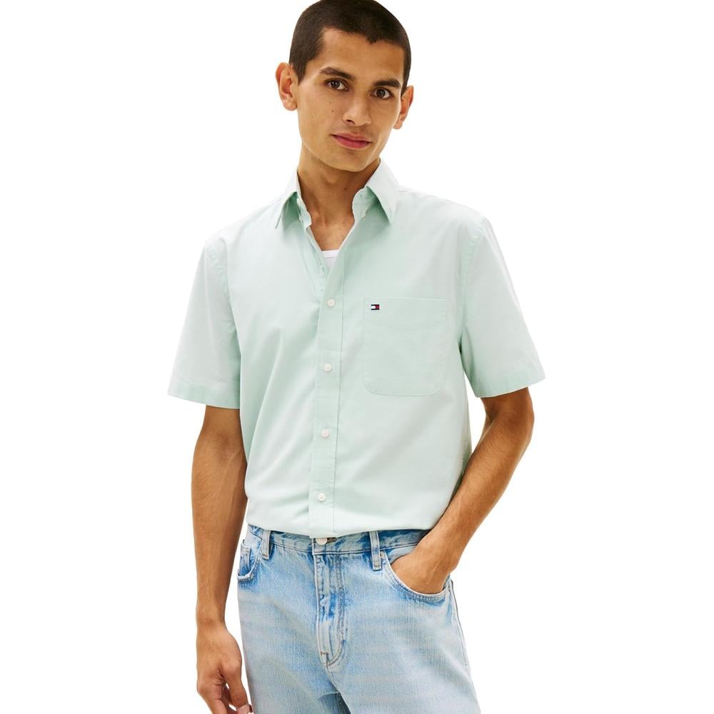 CAMISA PARA HOMBRE TOMMY HILFIGER REGULAR FIT MANGA CORTA VERDE MENTA - 1