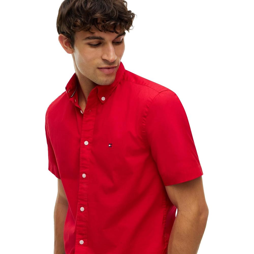 CAMISA PARA HOMBRE TOMMY HILFIGER REGULAR FIT MANGA CORTA ROJO MEDIO - 2