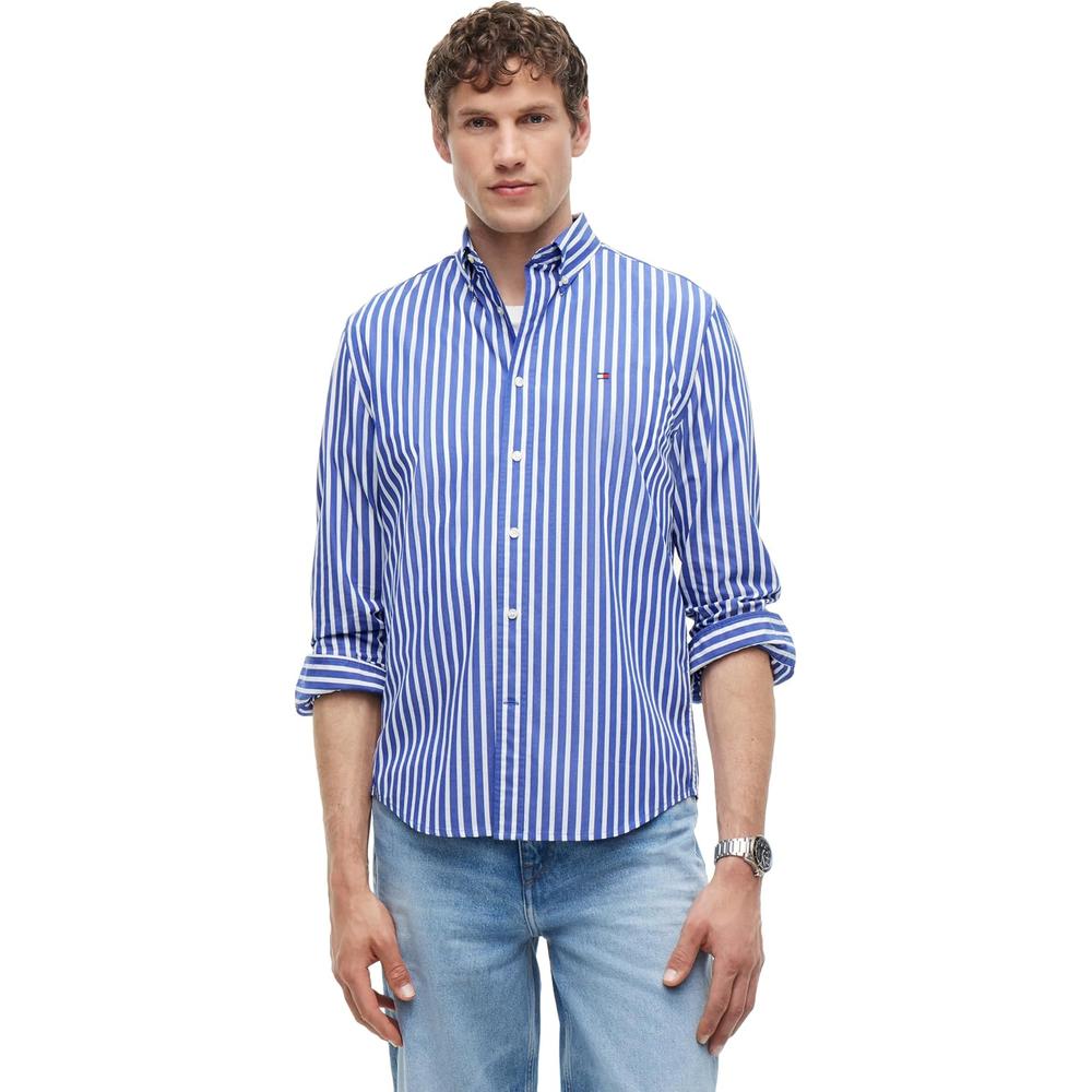 CAMISA PARA HOMBRE TOMMY HILFIGER REGULAR FIT MANGA LARGA AZUL WEDGE BLANCO - 1
