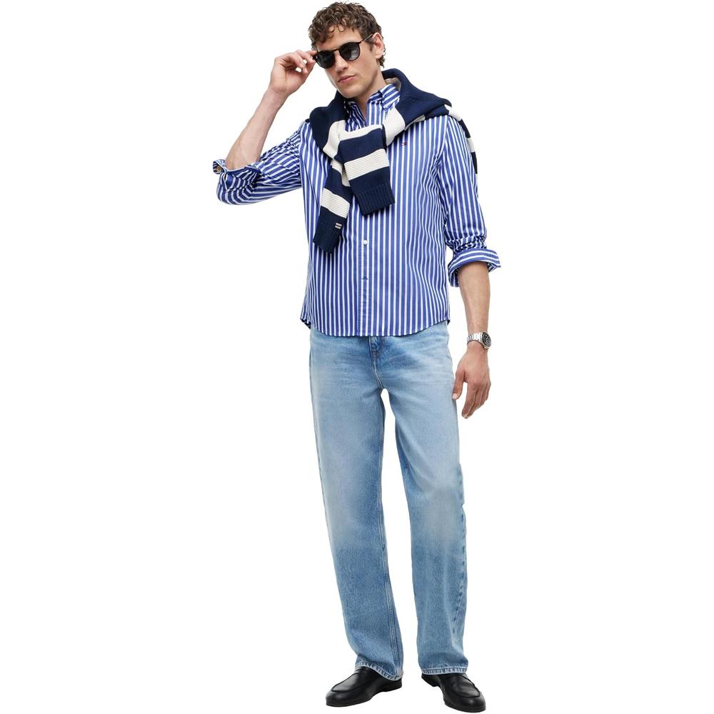 CAMISA PARA HOMBRE TOMMY HILFIGER REGULAR FIT MANGA LARGA AZUL WEDGE BLANCO - 3