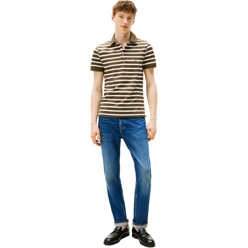 POLO PARA HOMBRE TOMMY HILFIGER 1985 SLIM FIT MANGA CORTA VERDE MILITAR BLANCO - 3