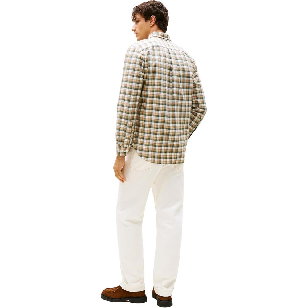 CAMISA PARA HOMBRE TOMMY HILFIGER OXFORD REGULAR FIT MANGA LARGA TOPOS COSTEROS CUADROS - 4