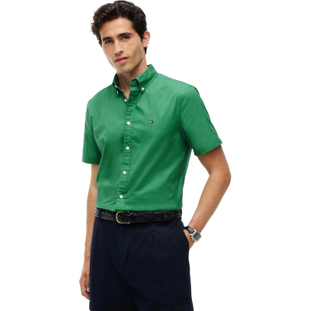 CAMISA PARA HOMBRE TOMMY HILFIGER REGULAR FIT MANGA CORTA VERDE ALASKA - 1