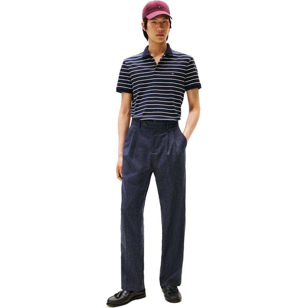 POLO PARA HOMBRE TOMMY HILFIGER REGULAR FIT MANGA CORTA AZUL DESIERTO Y MARFIL PETALO - 3