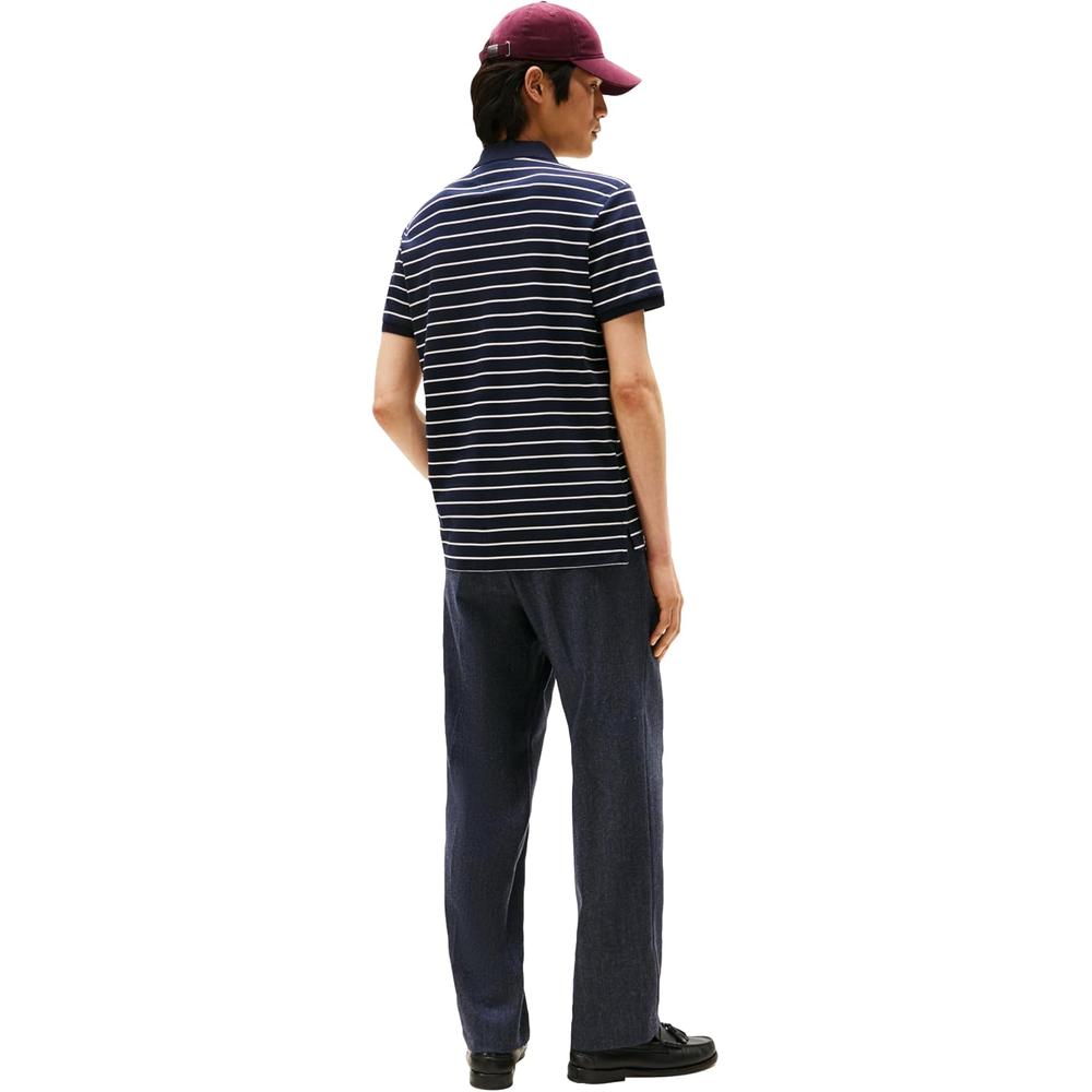 POLO PARA HOMBRE TOMMY HILFIGER REGULAR FIT MANGA CORTA AZUL DESIERTO Y MARFIL PETALO - 4