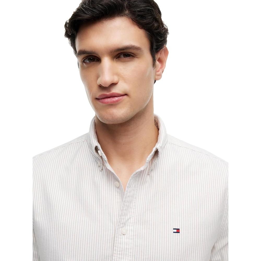 CAMISA PARA HOMBRE TOMMY HILFIGER OXFORD REGULAR FIT MANGA LARGA TOPOS COSTEROS RAYAS - 2