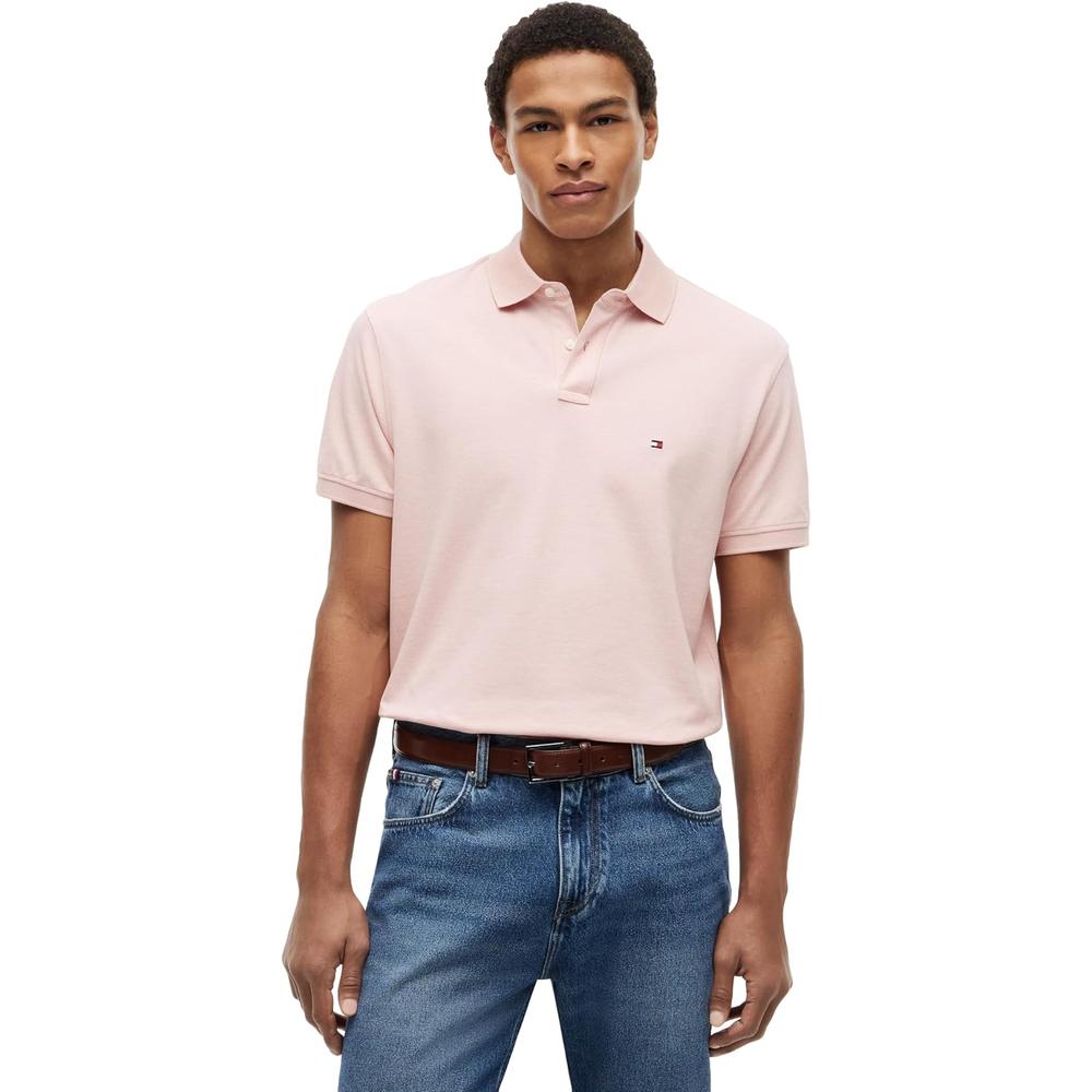 POLO PARA HOMBRE TOMMY HILFIGER CLASSIC FIT MANGA CORTA ROSA PÁLIDO JASPEADO - 1