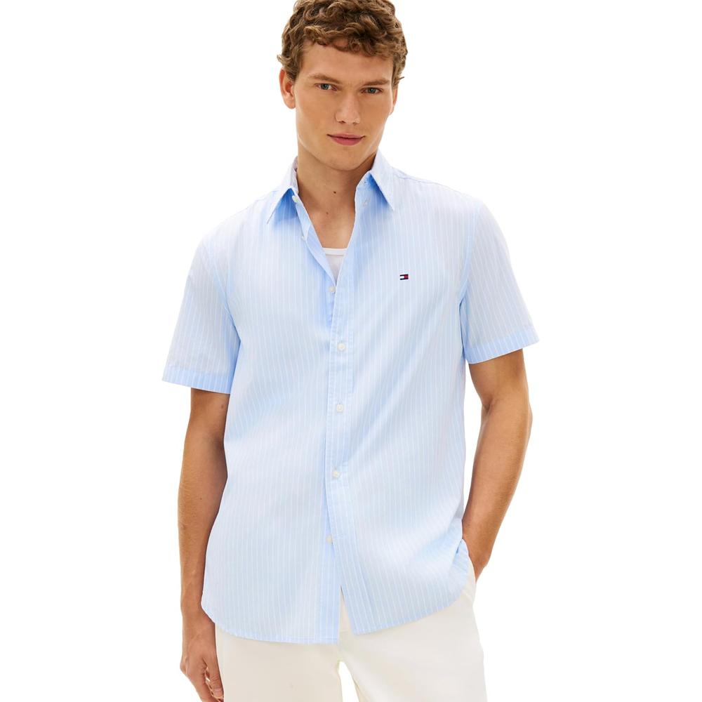 CAMISA PARA HOMBRE TOMMY HILFIGER REGULAR FIT MANGA CORTA AZUL CLARO - 1