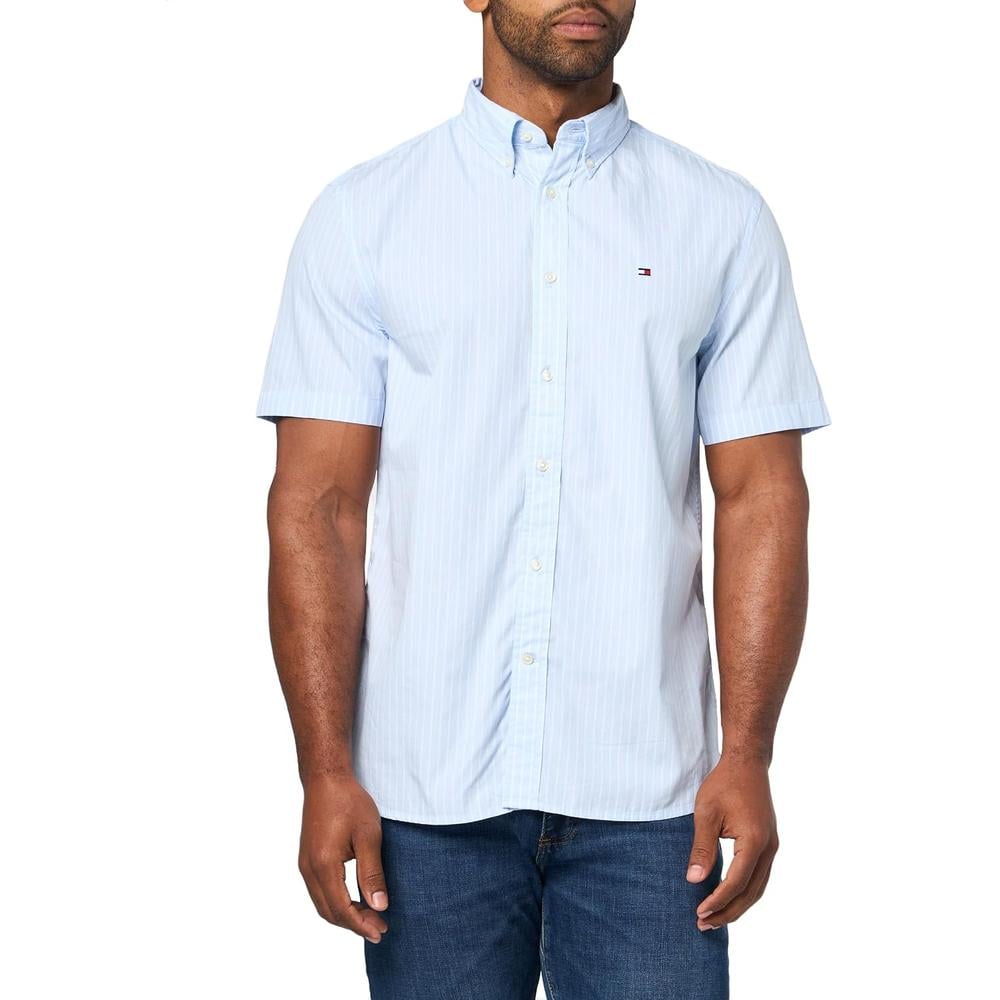 CAMISA PARA HOMBRE TOMMY HILFIGER REGULAR FIT MANGA CORTA AZUL CLARO - 3