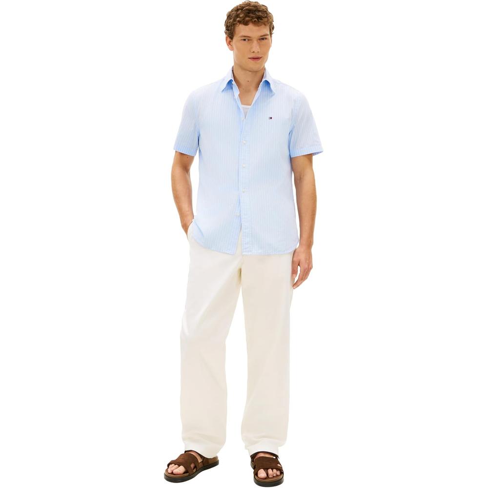 CAMISA PARA HOMBRE TOMMY HILFIGER REGULAR FIT MANGA CORTA AZUL CLARO - 4