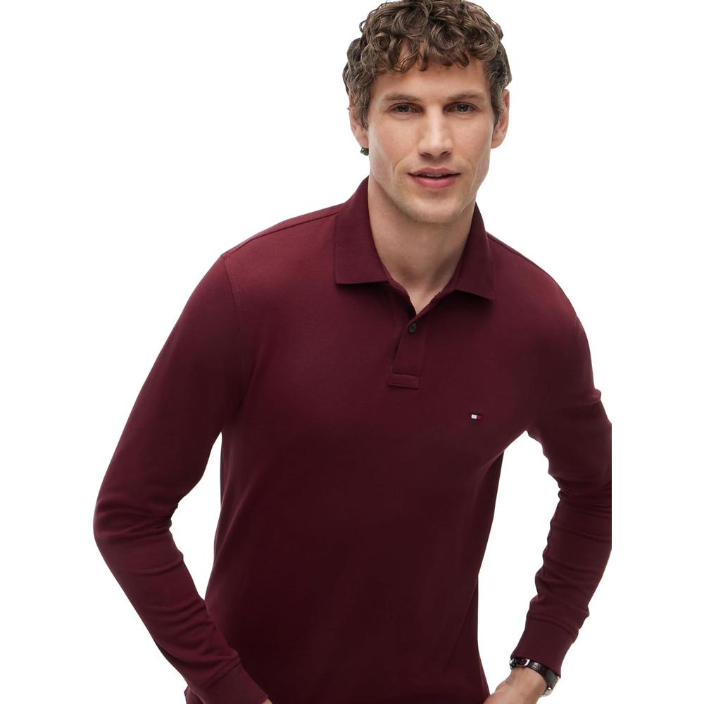 POLO PARA HOMBRE TOMMY HILFIGER REGULAR FIT MANGA LARGA VINO - 2
