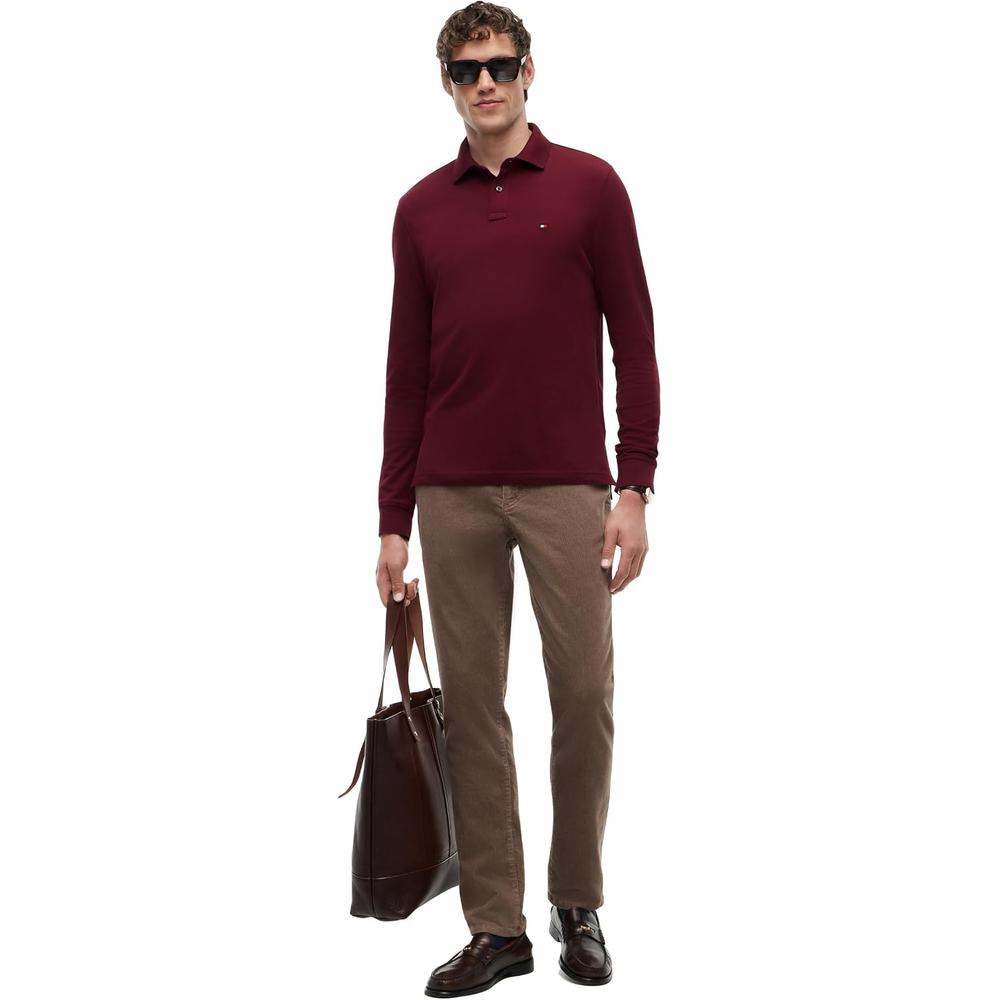 POLO PARA HOMBRE TOMMY HILFIGER REGULAR FIT MANGA LARGA VINO - 3