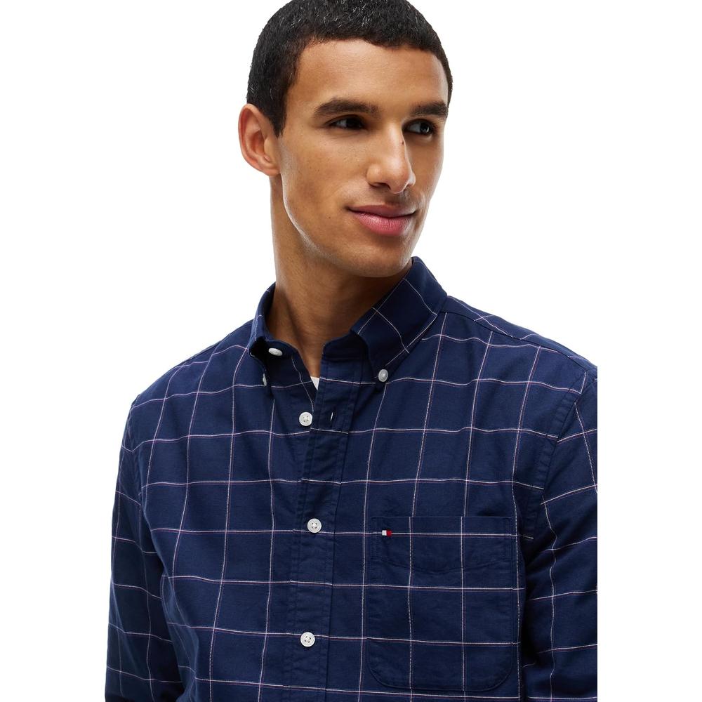 CAMISA PARA HOMBRE TOMMY HILFIGER OXFORD REGULAR FIT MANGA LARGA AZUL MARINO CARBON CUADROS - 2