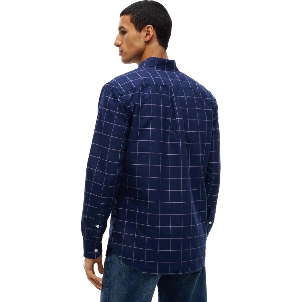 CAMISA PARA HOMBRE TOMMY HILFIGER OXFORD REGULAR FIT MANGA LARGA AZUL MARINO CARBON CUADROS - 4