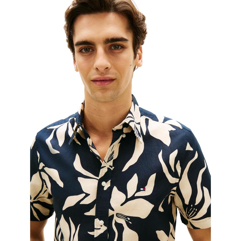 CAMISA PARA HOMBRE TOMMY HILFIGER MANGA CORTA LINO REGULAR FIT MULTICOLOR - 4