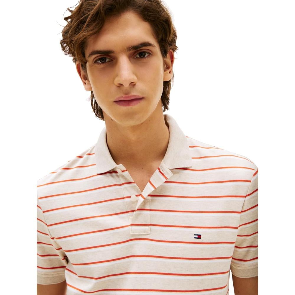 POLO PARA HOMBRE TOMMY HILFIGER REGULAR FIT MANGA CORTA BEIGE AVENA JASPEADO A RAYAS - 2