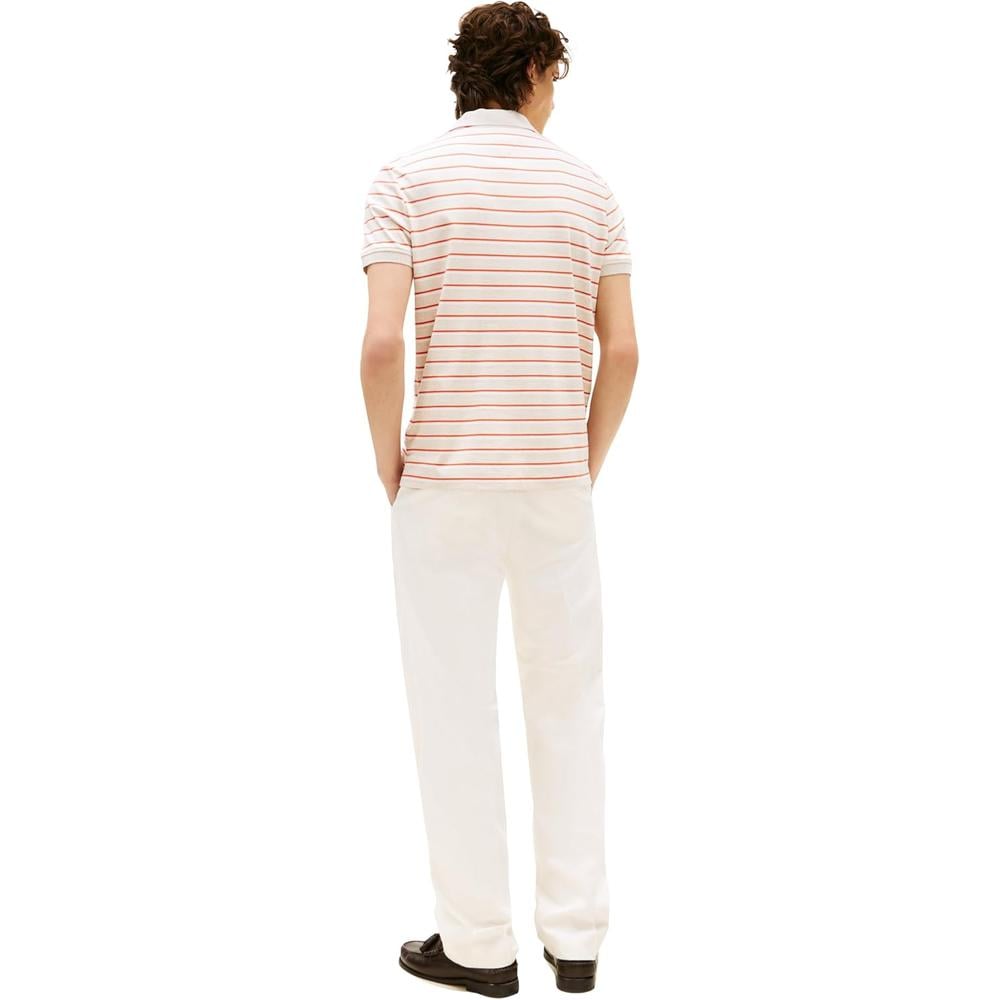 POLO PARA HOMBRE TOMMY HILFIGER REGULAR FIT MANGA CORTA BEIGE AVENA JASPEADO A RAYAS - 4
