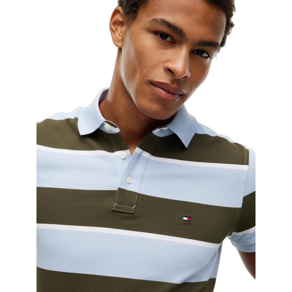 POLO PARA HOMBRE TOMMY HILFIGER 1985 SLIM FIT MANGA CORTA AZUL CIELO VERDE CAZADOR - 2