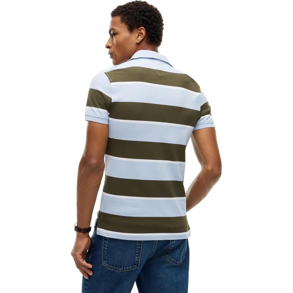 POLO PARA HOMBRE TOMMY HILFIGER 1985 SLIM FIT MANGA CORTA AZUL CIELO VERDE CAZADOR - 4