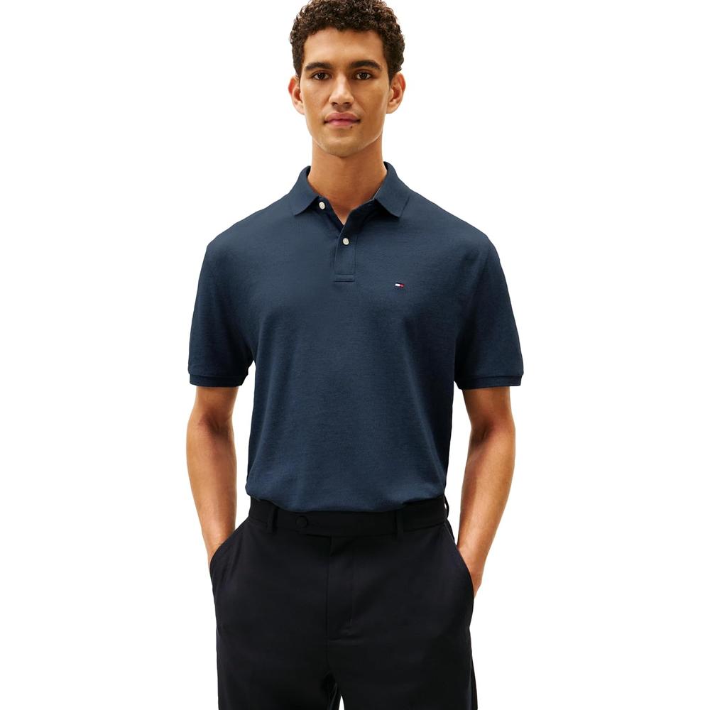 POLO PARA HOMBRE TOMMY HILFIGER CLASSIC FIT MANGA CORTA AZUL MARINO JASPEADO - 1