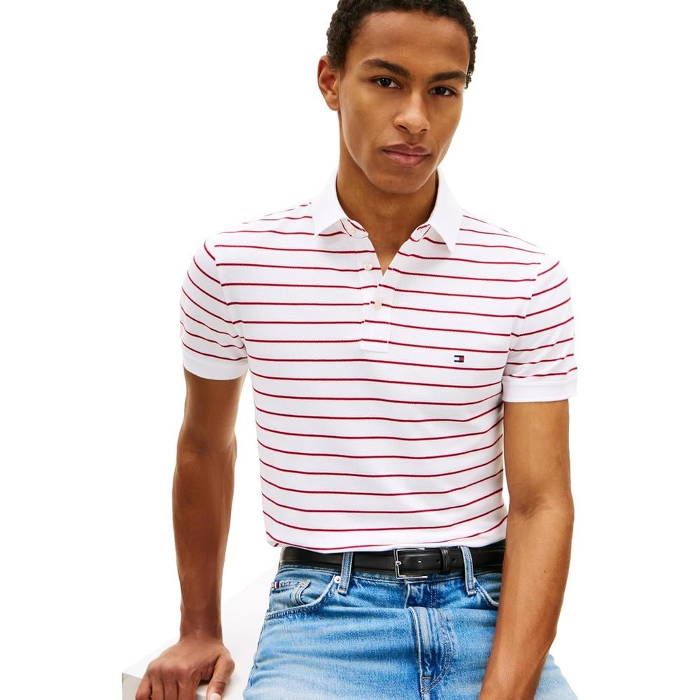 POLO PARA HOMBRE TOMMY HILFIGER 1985 SLIM FIT MANGA CORTA BLANCO ROJO MEDIO - 2