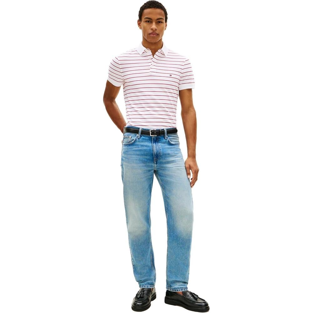 POLO PARA HOMBRE TOMMY HILFIGER 1985 SLIM FIT MANGA CORTA BLANCO ROJO MEDIO - 3