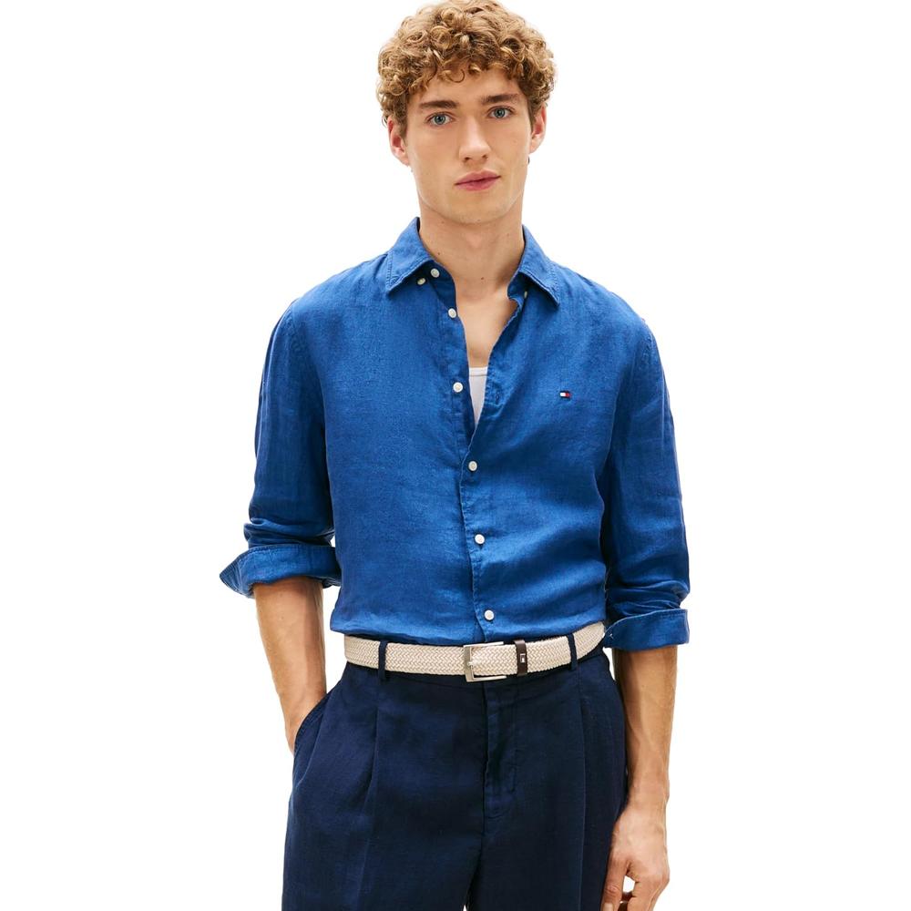 CAMISA PARA HOMBRE TOMMY HILFIGER REGULAR FIT MANGA LARGA AZUL JEAN - 1