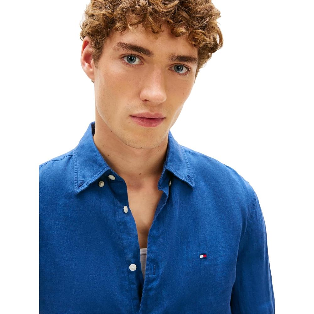 CAMISA PARA HOMBRE TOMMY HILFIGER REGULAR FIT MANGA LARGA AZUL JEAN - 2