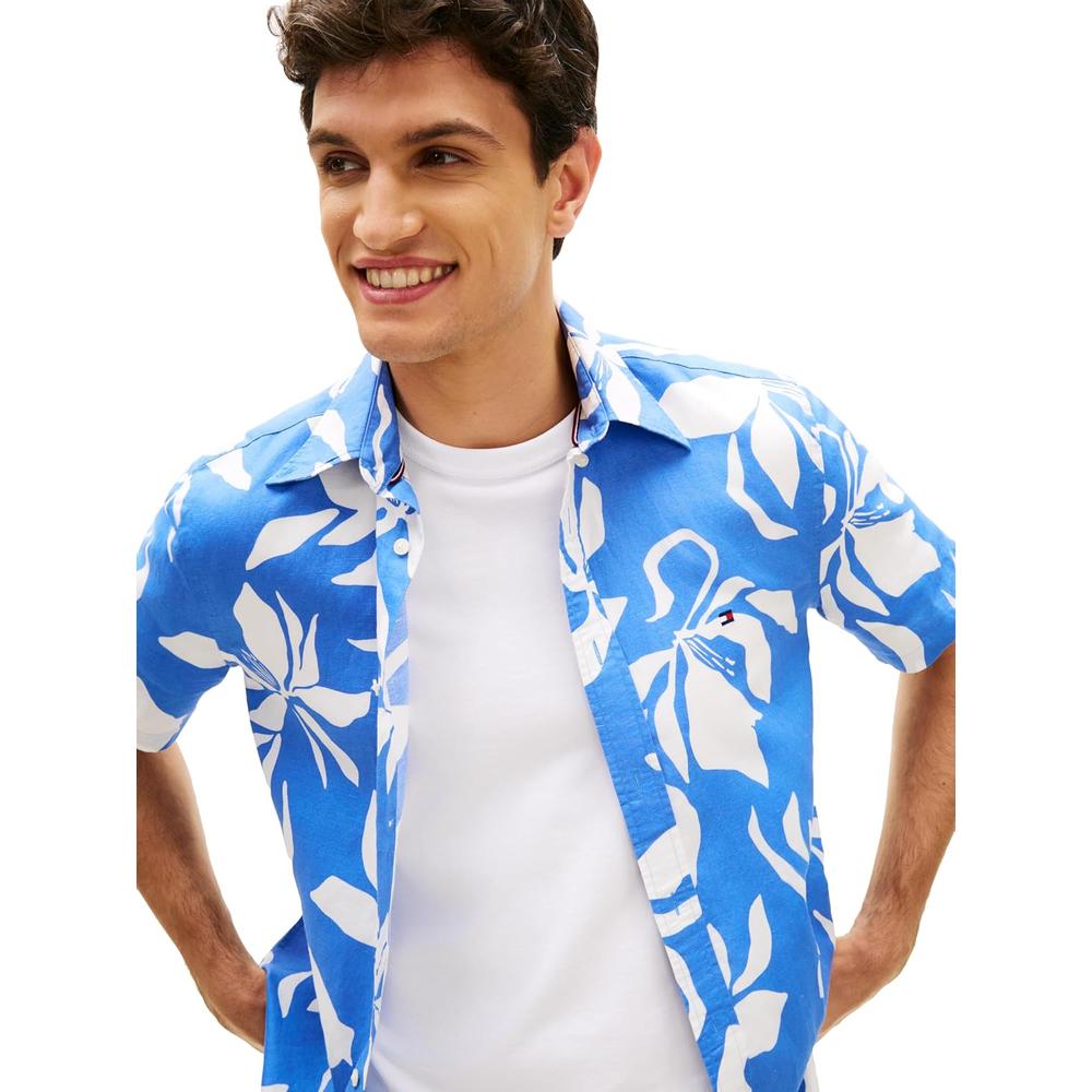 CAMISA PARA HOMBRE TOMMY HILFIGER MANGA CORTA LINO REGULAR FIT MULTICOLOR - 2