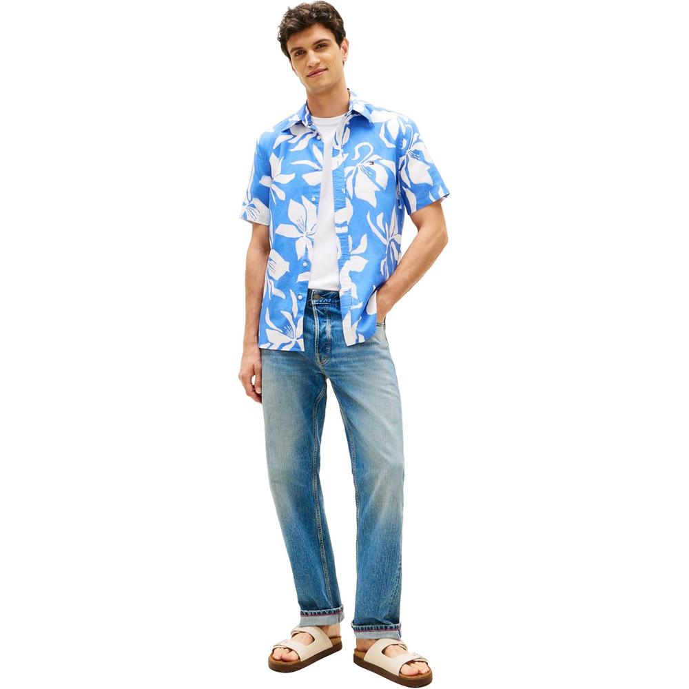 CAMISA PARA HOMBRE TOMMY HILFIGER MANGA CORTA LINO REGULAR FIT MULTICOLOR - 4