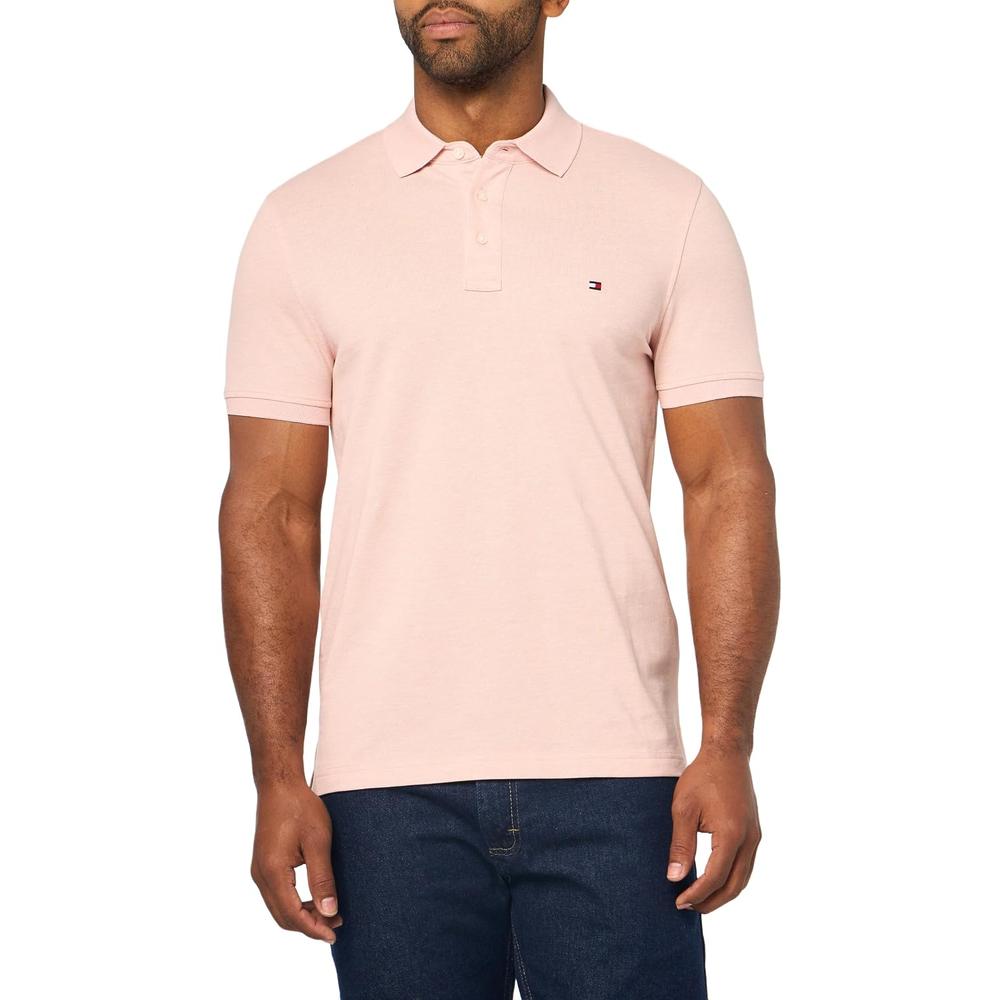 POLO PARA HOMBRE TOMMY HILFIGER 1985 SLIM FIT MANGA CORTA ROSA PÁLIDO JASPEADO - 1
