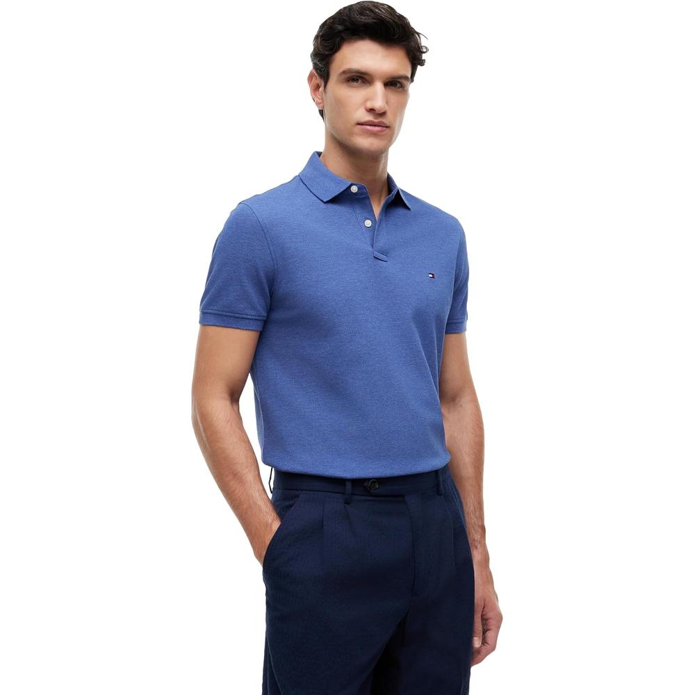 POLO PARA HOMBRE TOMMY HILFIGER 1985 REGULAR FIT MANGA CORTA ÍNDIGO JASPEADO - 1