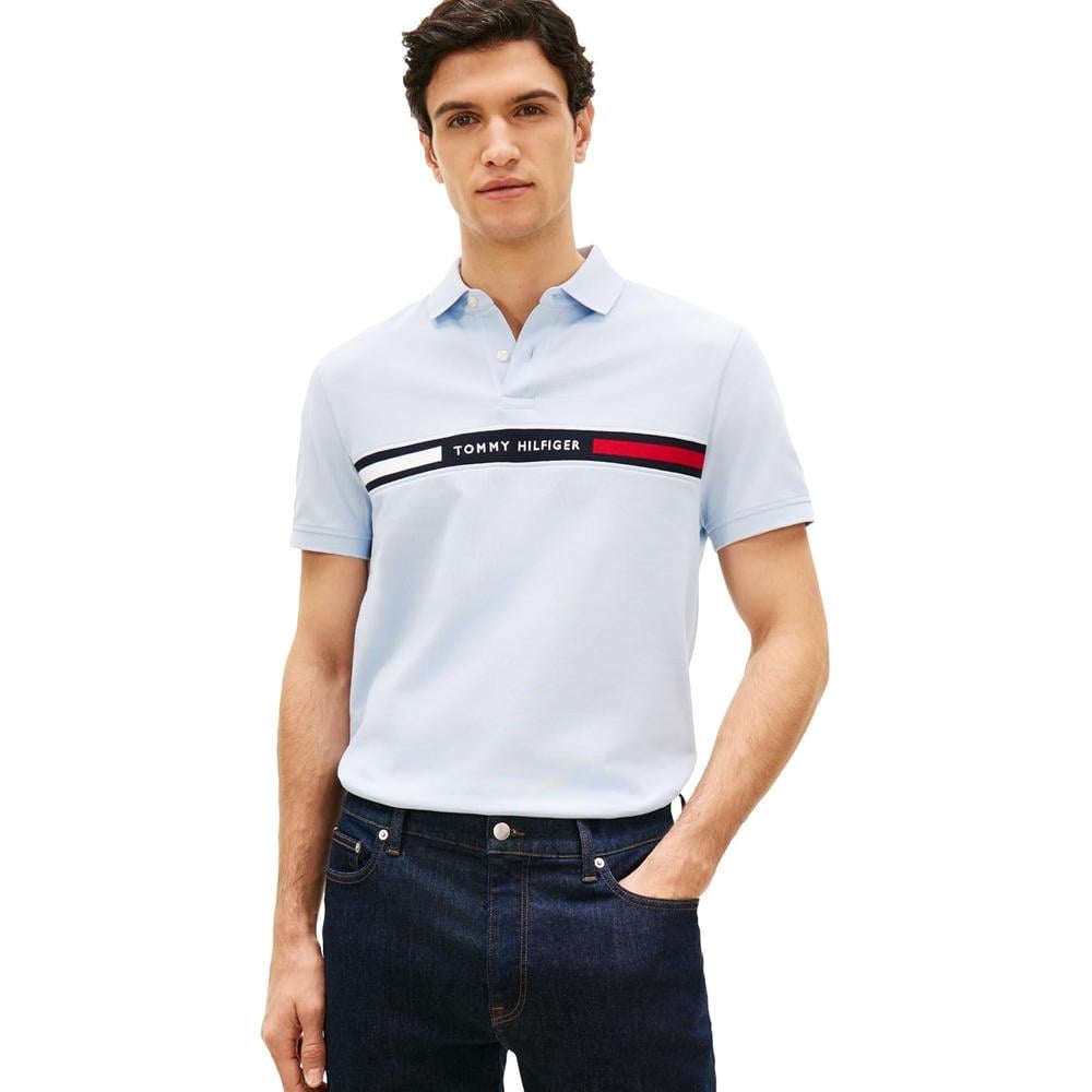 POLO PARA HOMBRE TOMMY HILFIGER REGULAR FIT MANGA CORTA AZUL SUAVE - 1