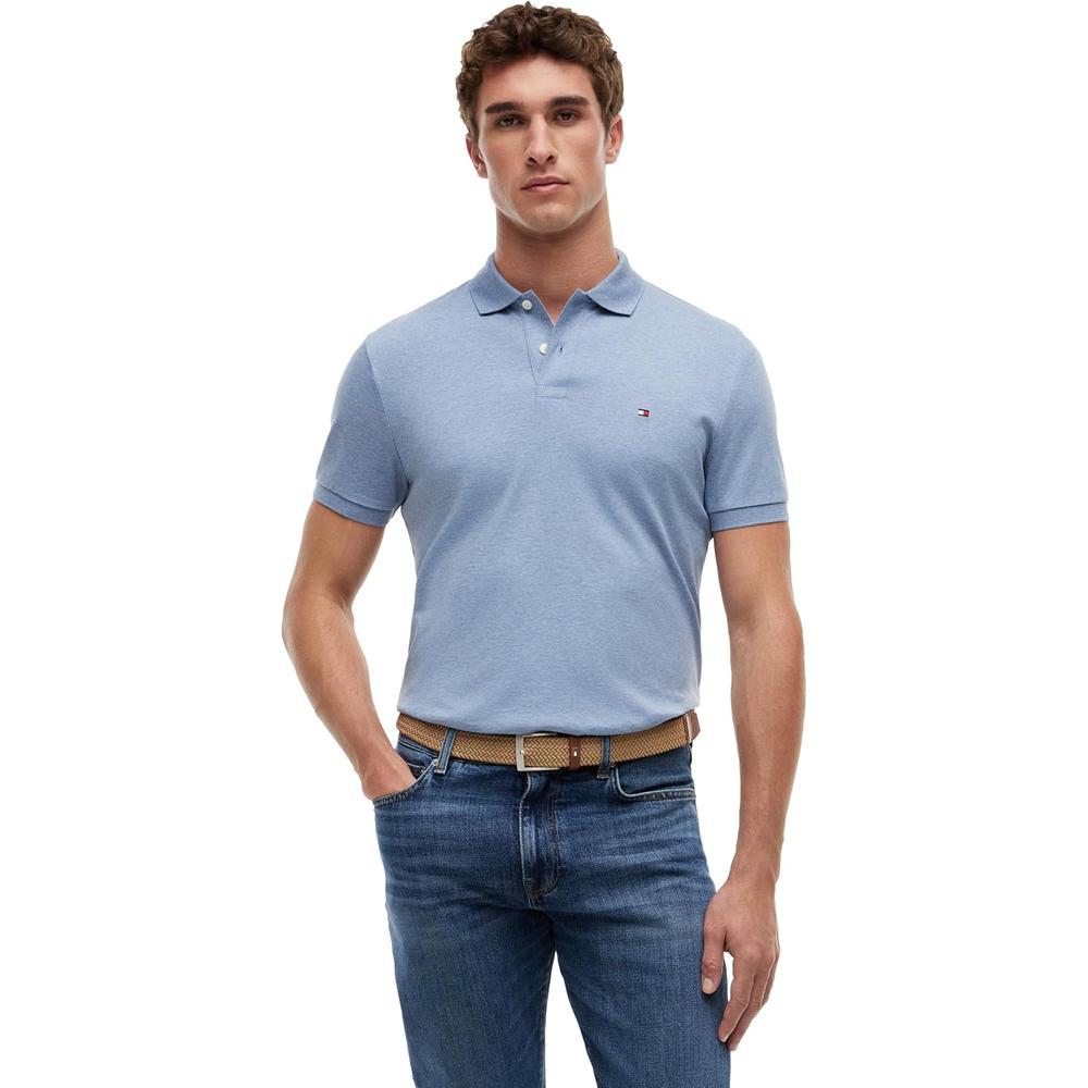 POLO PARA HOMBRE TOMMY HILFIGER REGULAR FIT MANGA CORTA AZUL JASPEADO BROS - 1