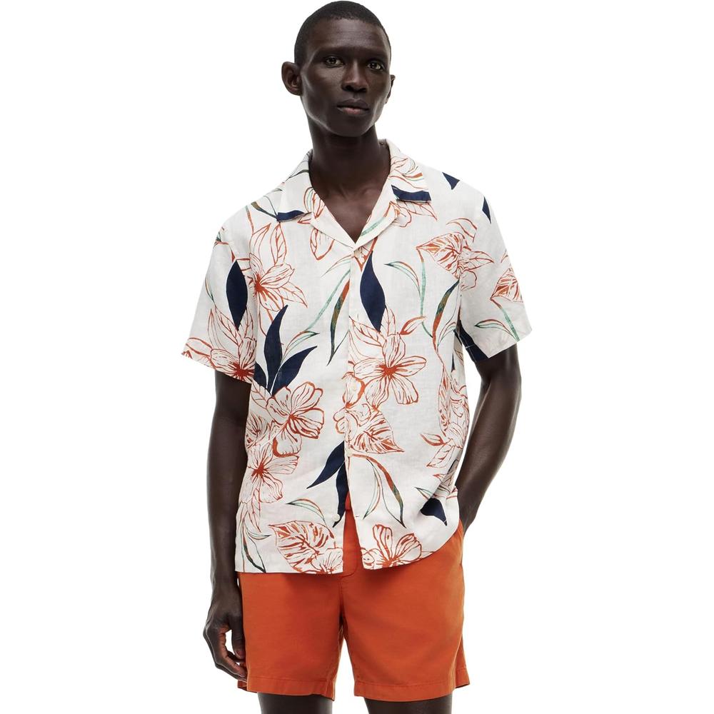 CAMISA PARA HOMBRE TOMMY HILFIGER MANGA CORTA LINO REGULAR FIT MULTICOLOR - 1