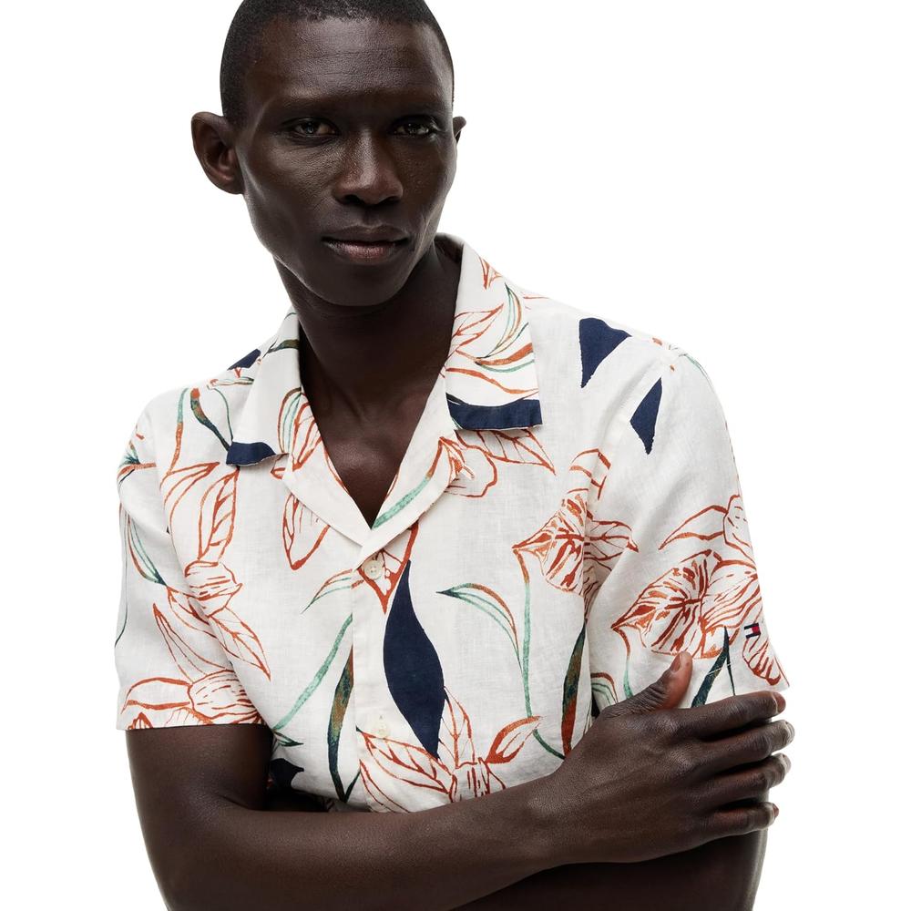CAMISA PARA HOMBRE TOMMY HILFIGER MANGA CORTA LINO REGULAR FIT MULTICOLOR - 2