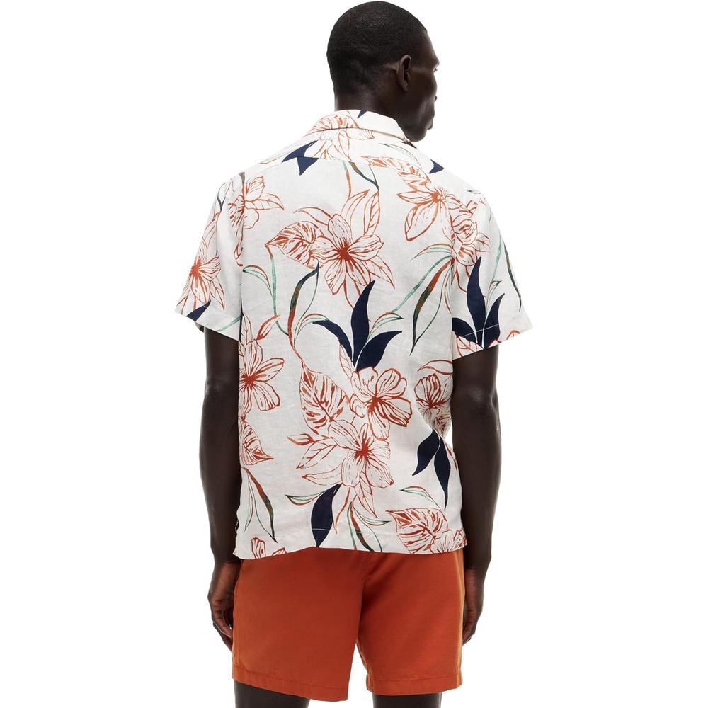 CAMISA PARA HOMBRE TOMMY HILFIGER MANGA CORTA LINO REGULAR FIT MULTICOLOR - 4