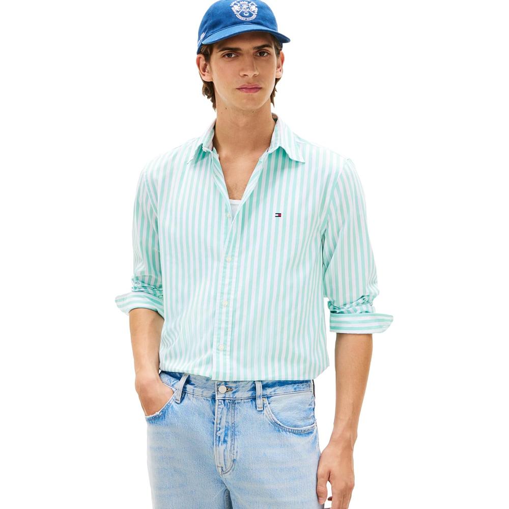 CAMISA PARA HOMBRE TOMMY HILFIGER REGULAR FIT MANGA LARGA AZUL ÁRTICO - 1