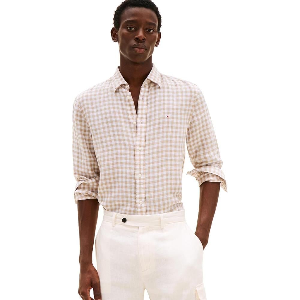 CAMISA PARA HOMBRE TOMMY HILFIGER REGULAR FIT MANGA LARGA SÁNDALO - 1
