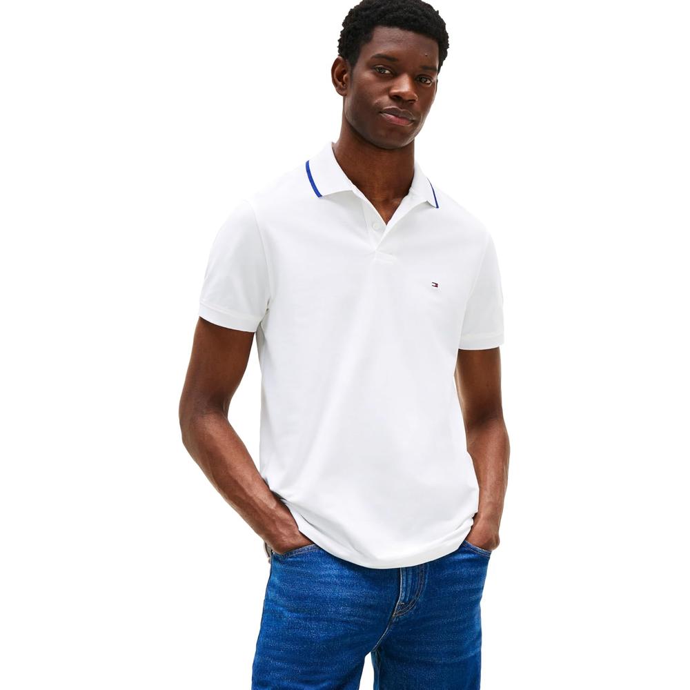 POLO PARA HOMBRE TOMMY HILFIGER REGULAR FIT MANGA CORTA BLANCO CON DETALLE - 1