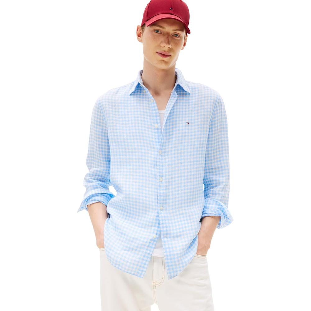 CAMISA PARA HOMBRE TOMMY HILFIGER REGULAR FIT MANGA LARGA AZUL VESSEL - 1