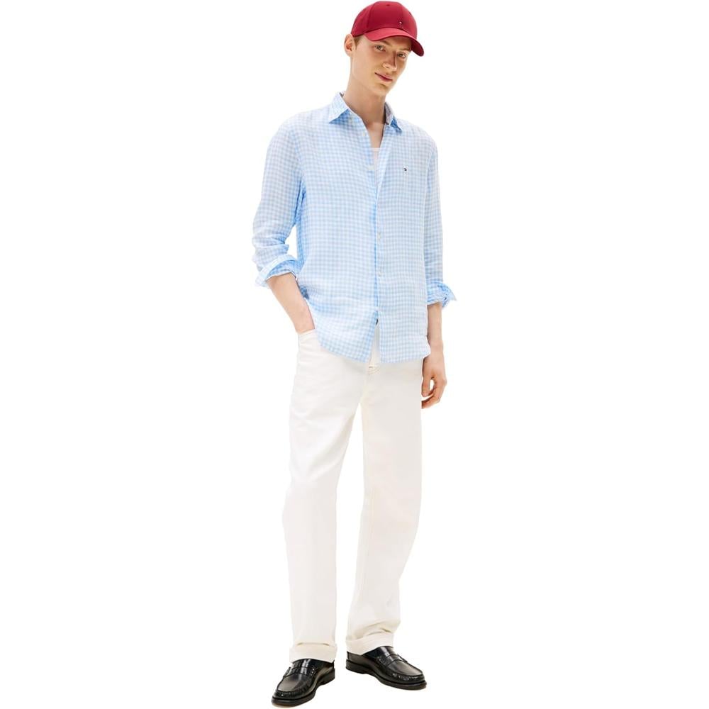 CAMISA PARA HOMBRE TOMMY HILFIGER REGULAR FIT MANGA LARGA AZUL VESSEL - 3