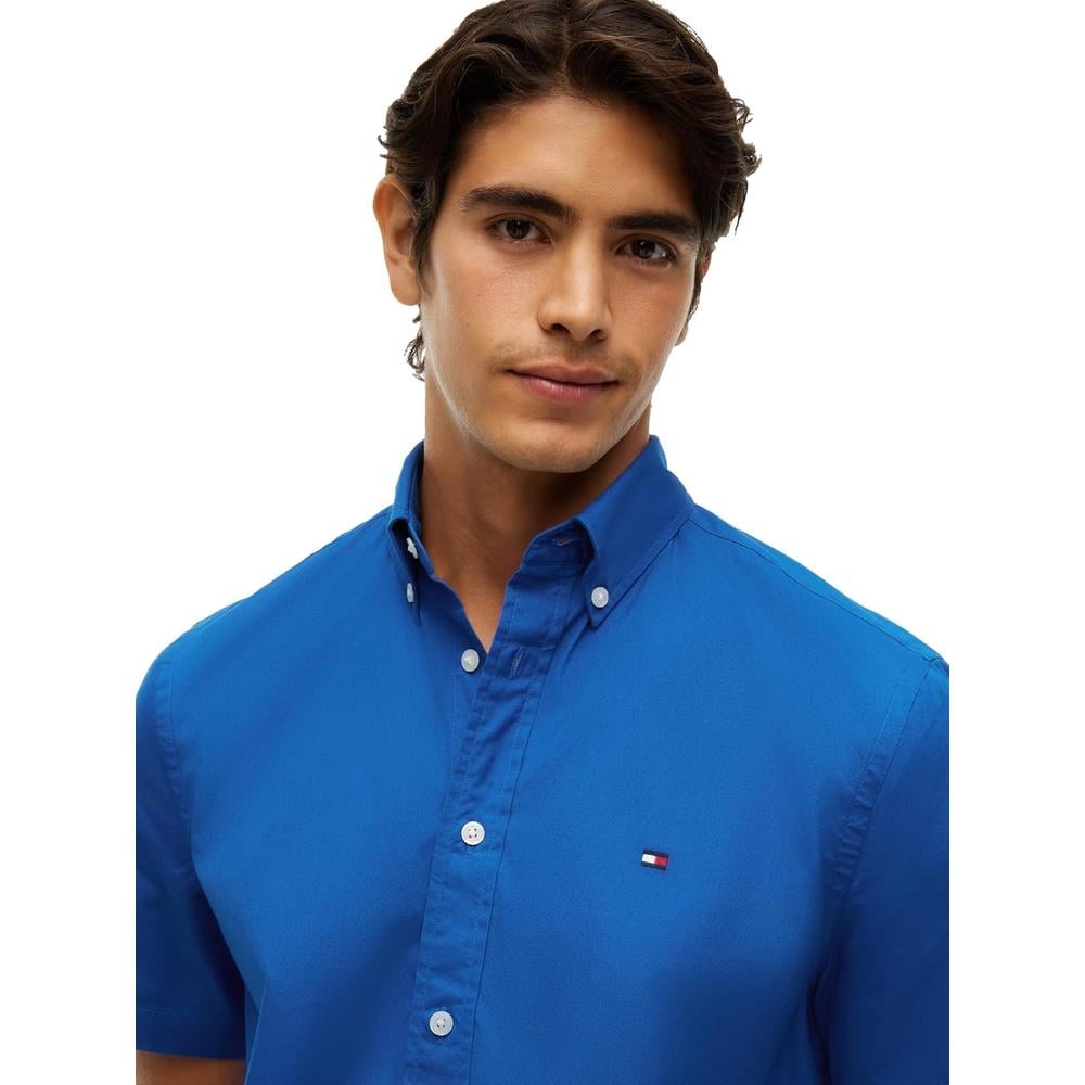 CAMISA PARA HOMBRE TOMMY HILFIGER REGULAR FIT MANGA CORTA AZUL ANTIGUO - 2