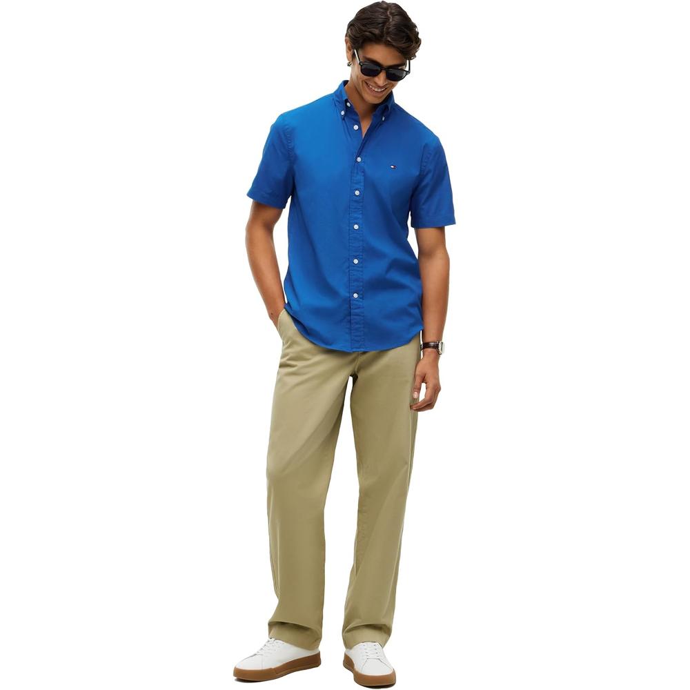 CAMISA PARA HOMBRE TOMMY HILFIGER REGULAR FIT MANGA CORTA AZUL ANTIGUO - 3